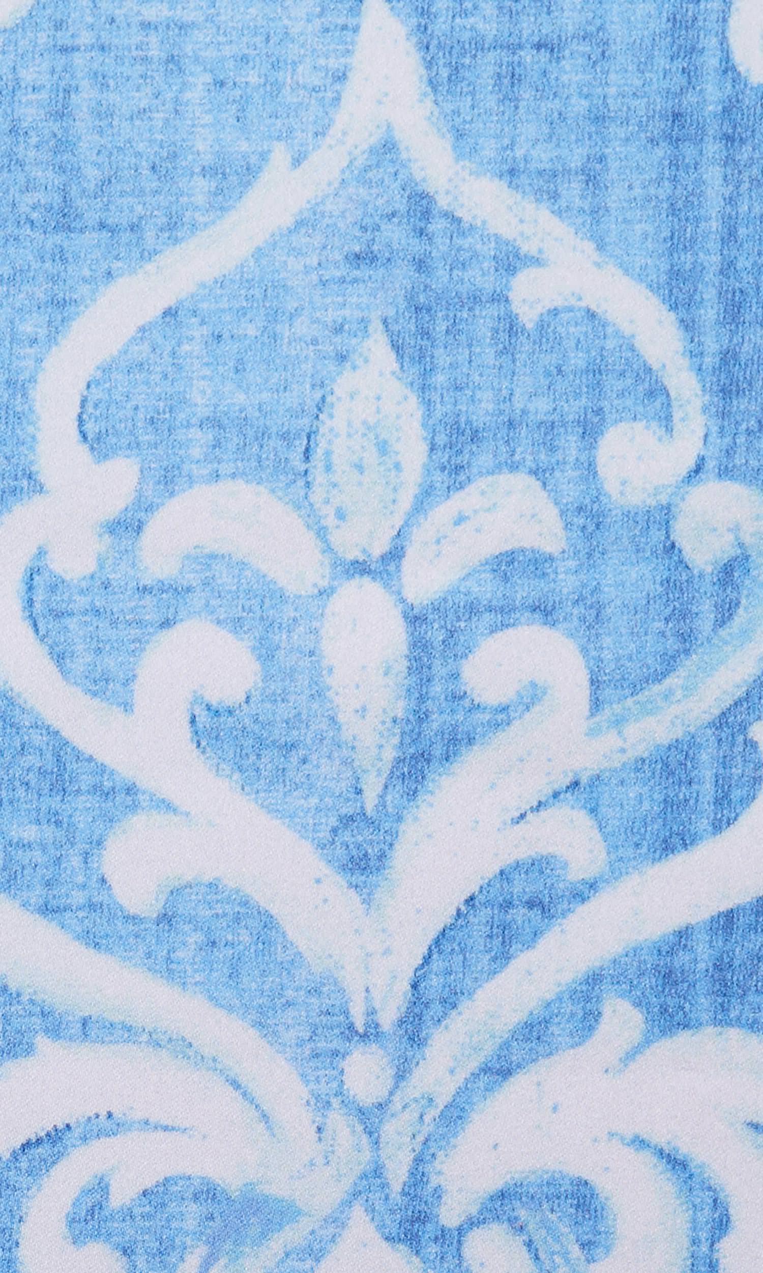 Damask Home Textile Fabric Material Sample (Blue/ White)