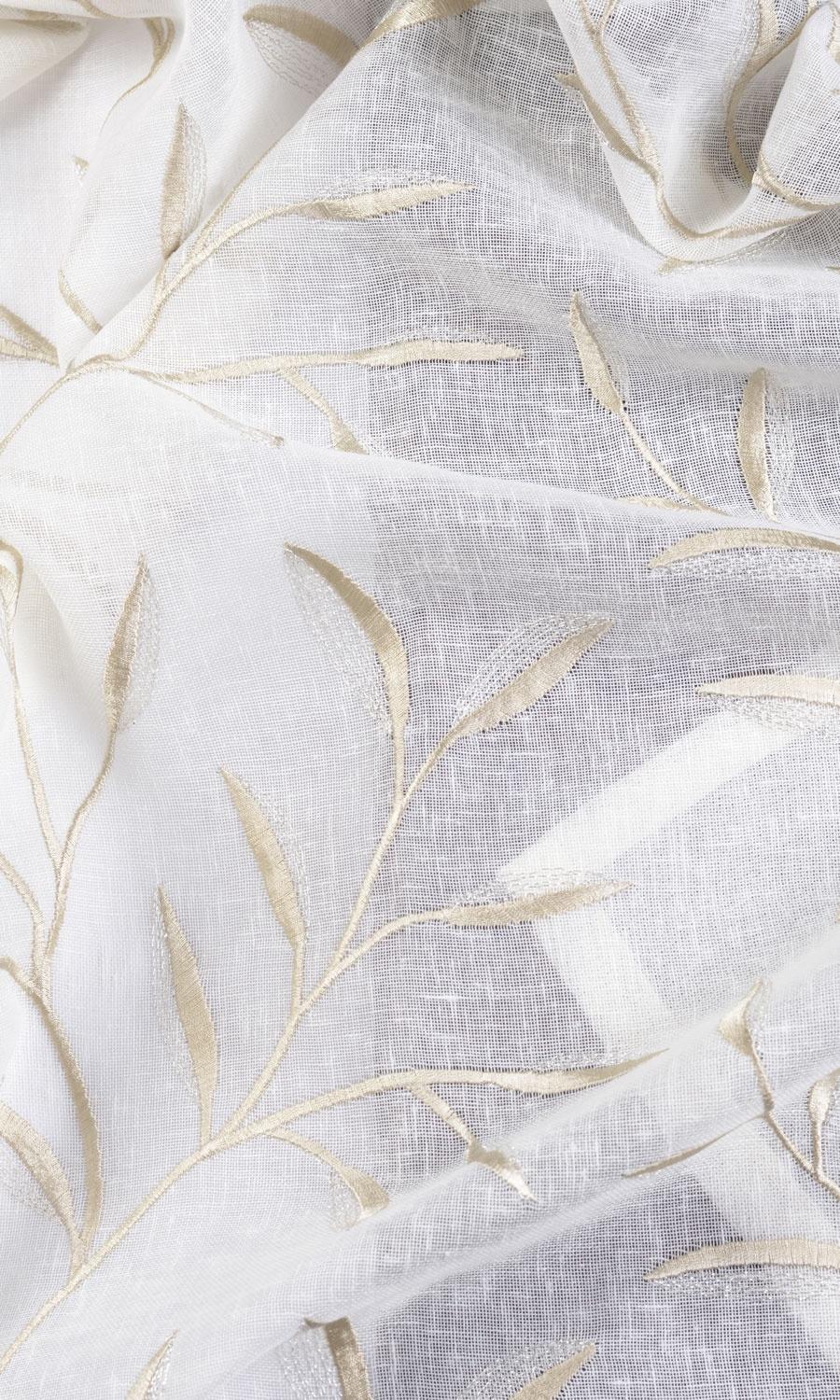 Sheer Floral Embroidered Roman Blinds & Window Shades (White/ Beige)
