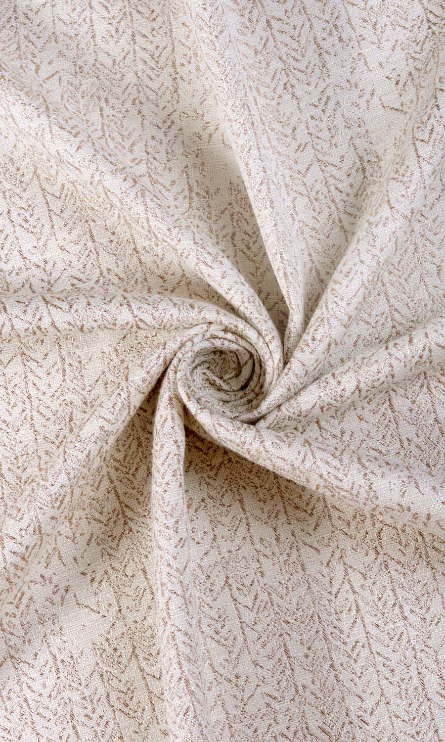Herringbone Poly-Cotton Home Textile Fabric Material By the Metre (Off White/ Brown)