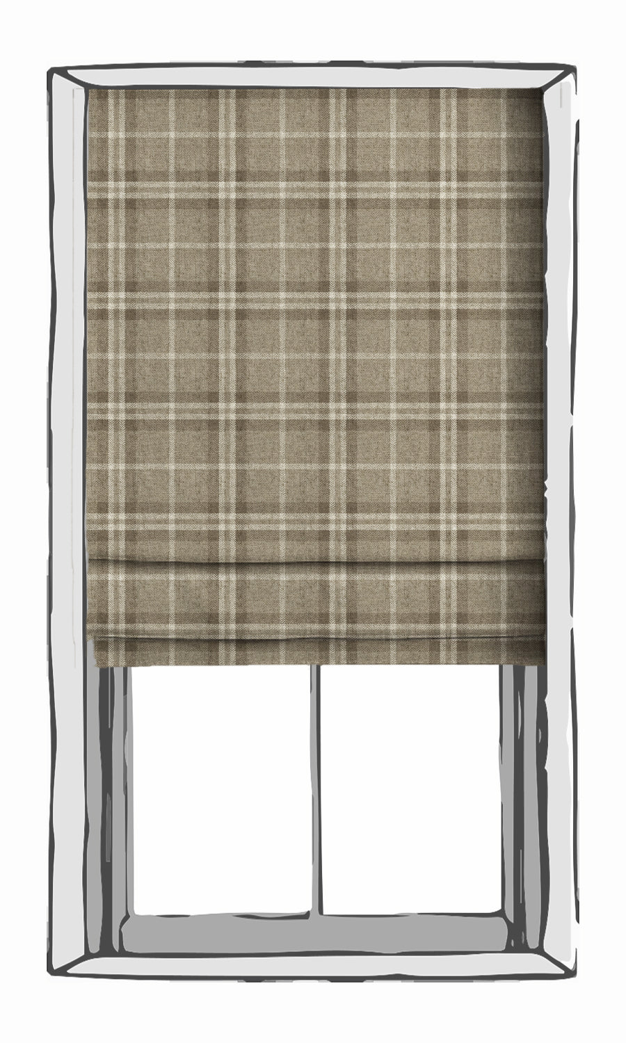 Plaid Patterned Window Treatments Fabric By the Metre (Beige & Brown)