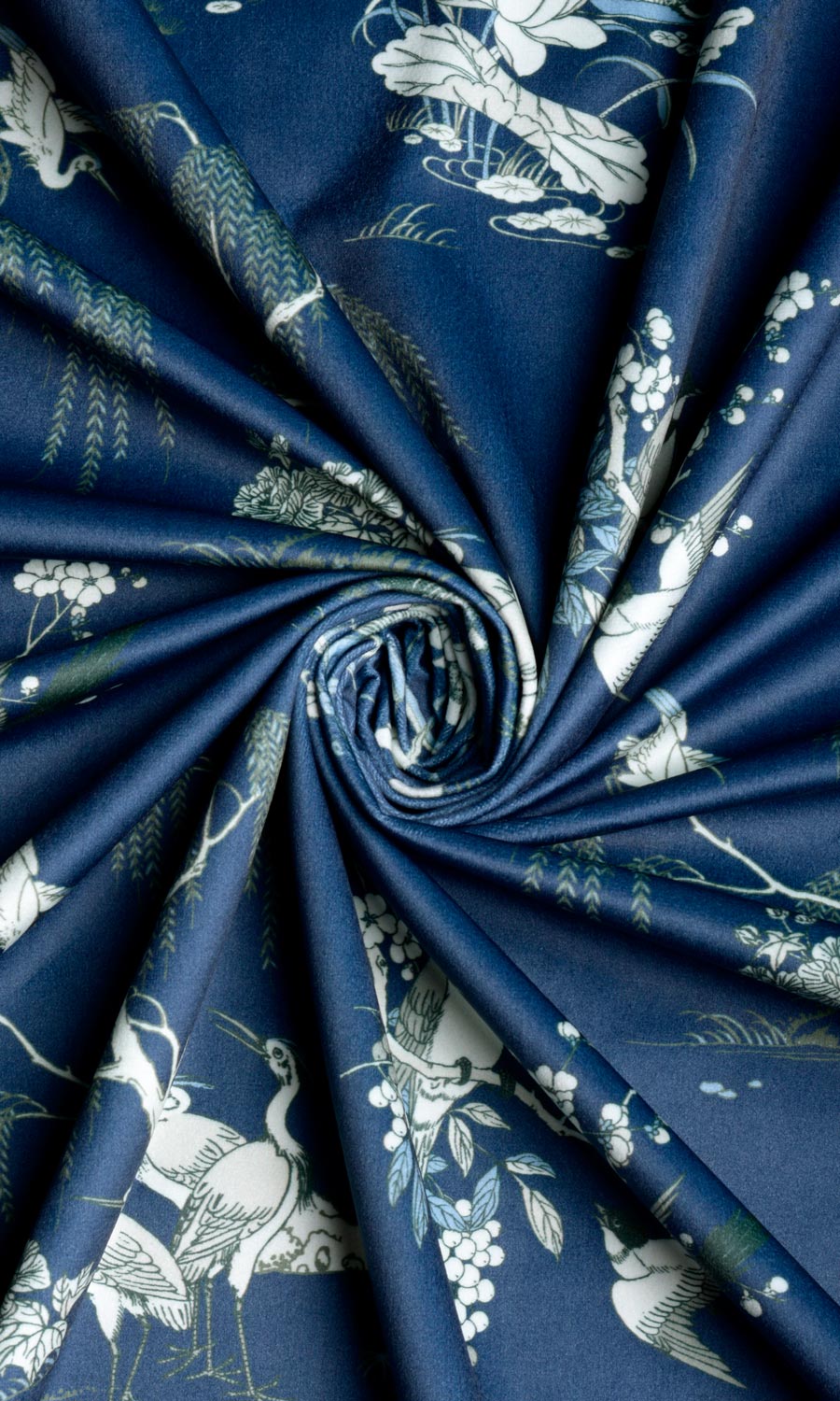 Chinoiserie Toile Velvet Any Size Style Roman Blinds (Navy Blue)