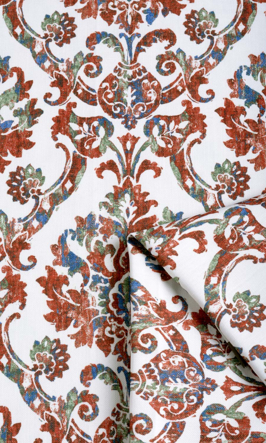 Damask Patterned Home Textile Fabric Material Sample (Red/ Blue)