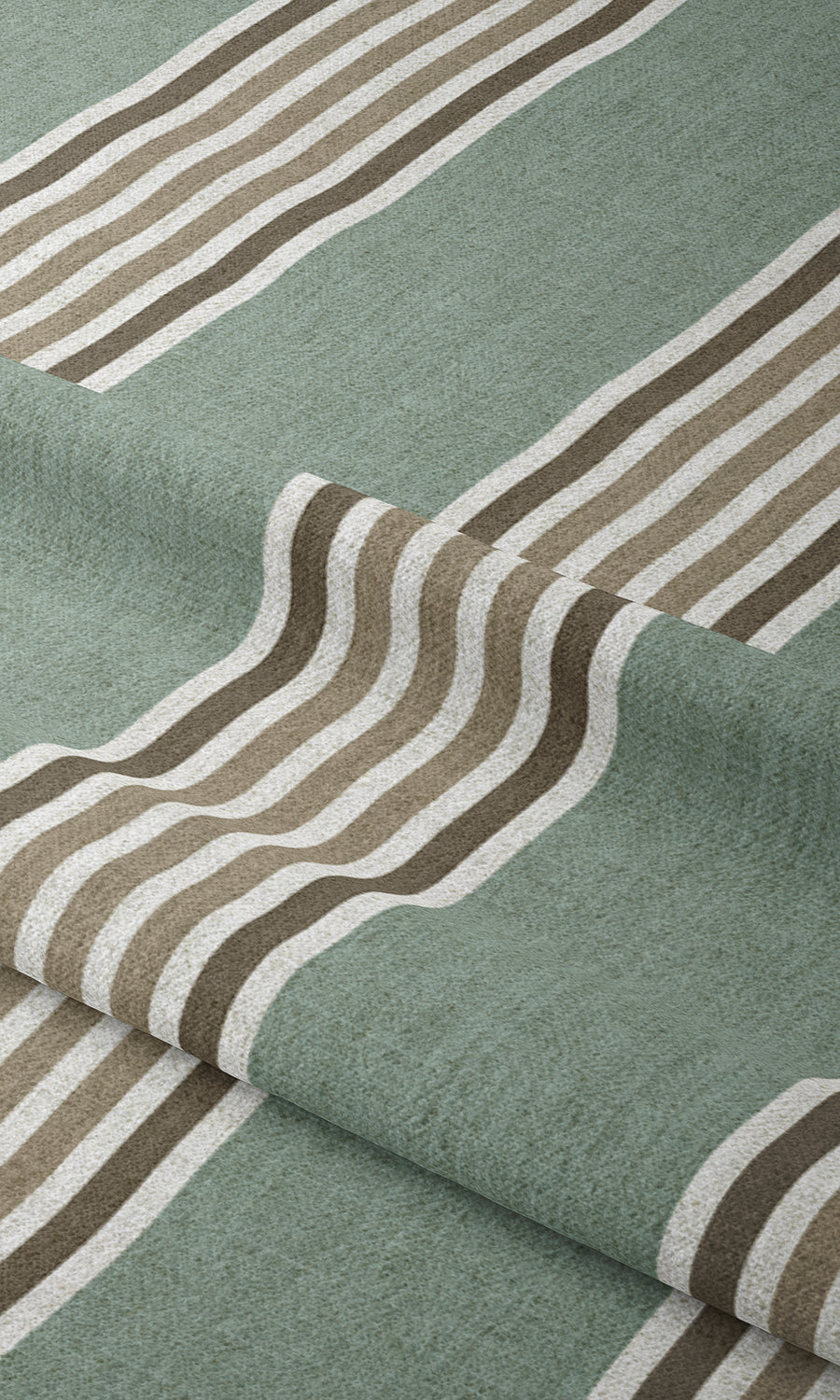 Striped Window Treatments Fabric By the Metre (Duck Egg Blue/ Brown/ White)