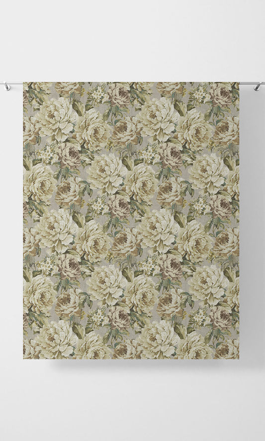 Floral Home Décor Fabric By the Metre (Grey/ Ivory)