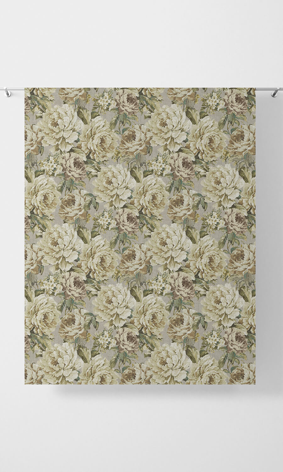 Floral Home Décor Fabric Sample (Grey/ Ivory)