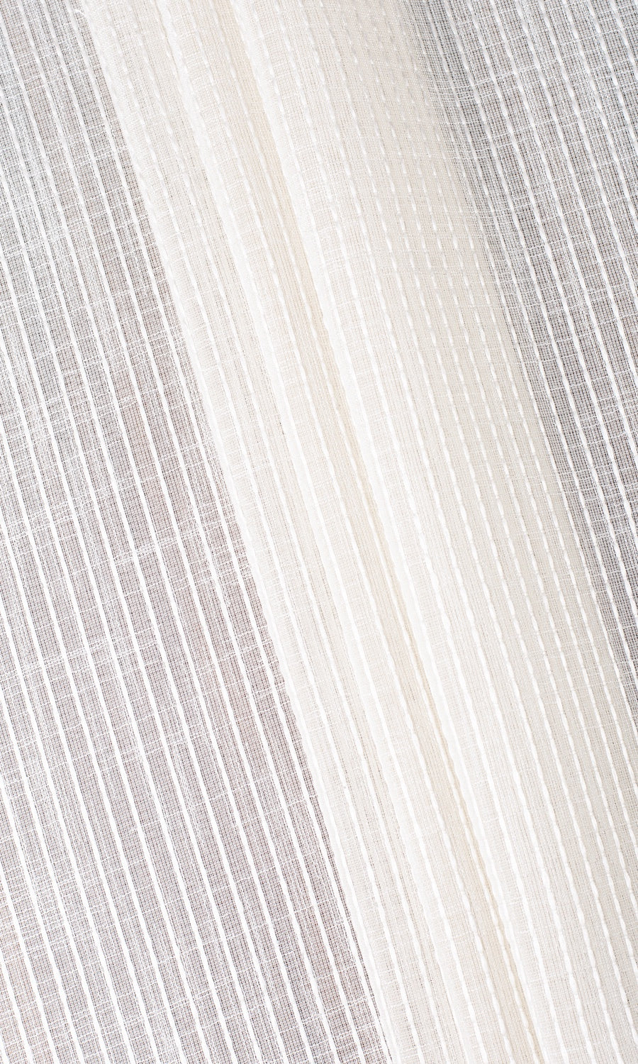 Embroidered Striped Sheer Home Textile Fabric Material By the Metre (Creamy Beige)