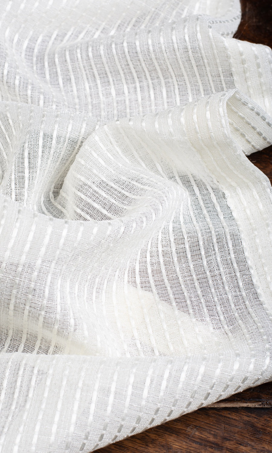 Embroidered Striped Sheer Blinds (Pearl White) for Living, Bedroom, Kitchen, Bathroom