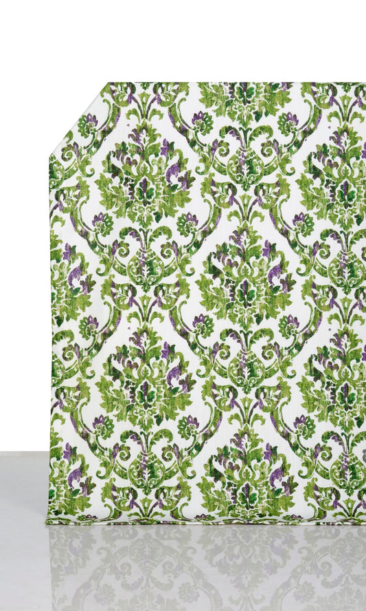 Damask Patterned Blinds (Green/ Purple)