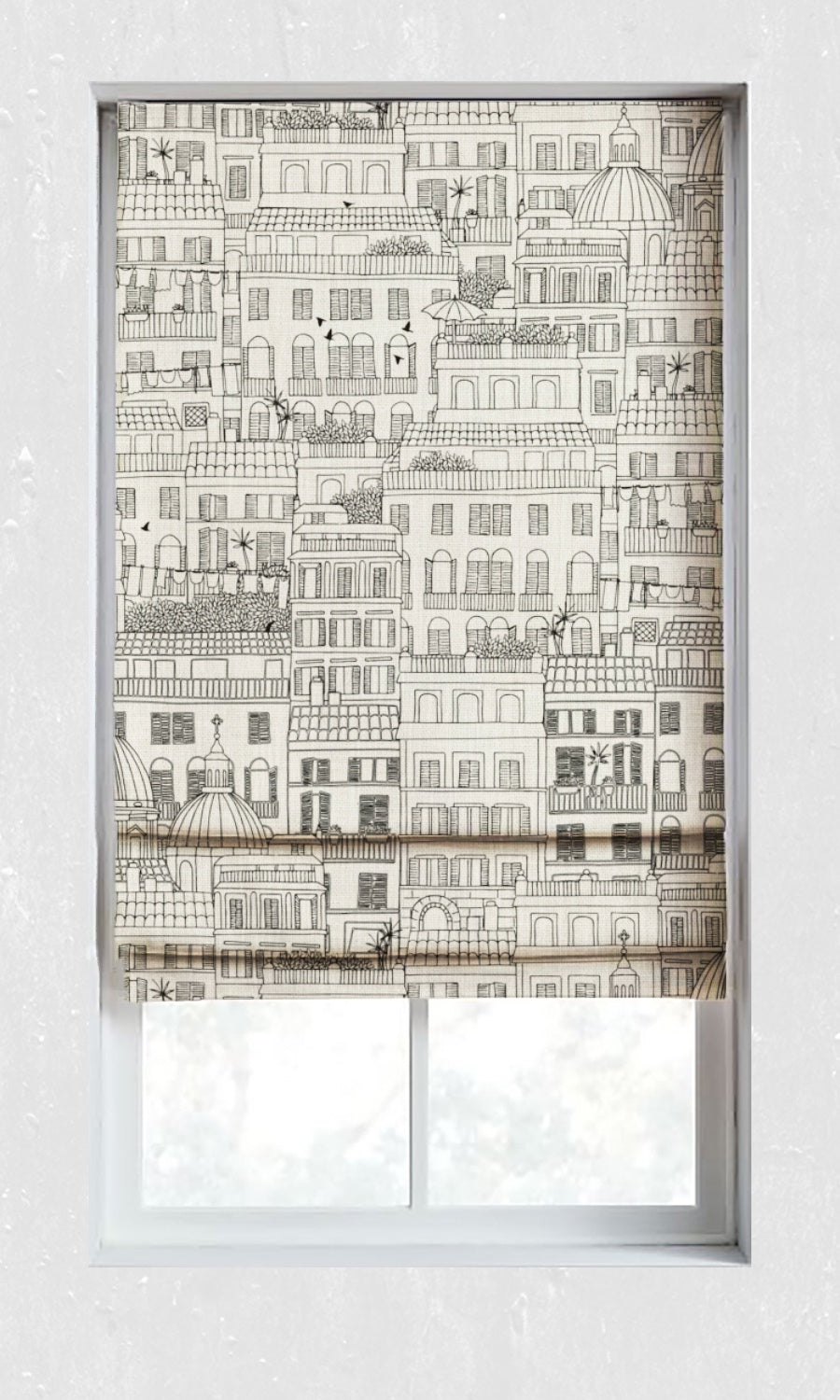Print Window Treatments Fabric By the Metre (Black/ Milky White)