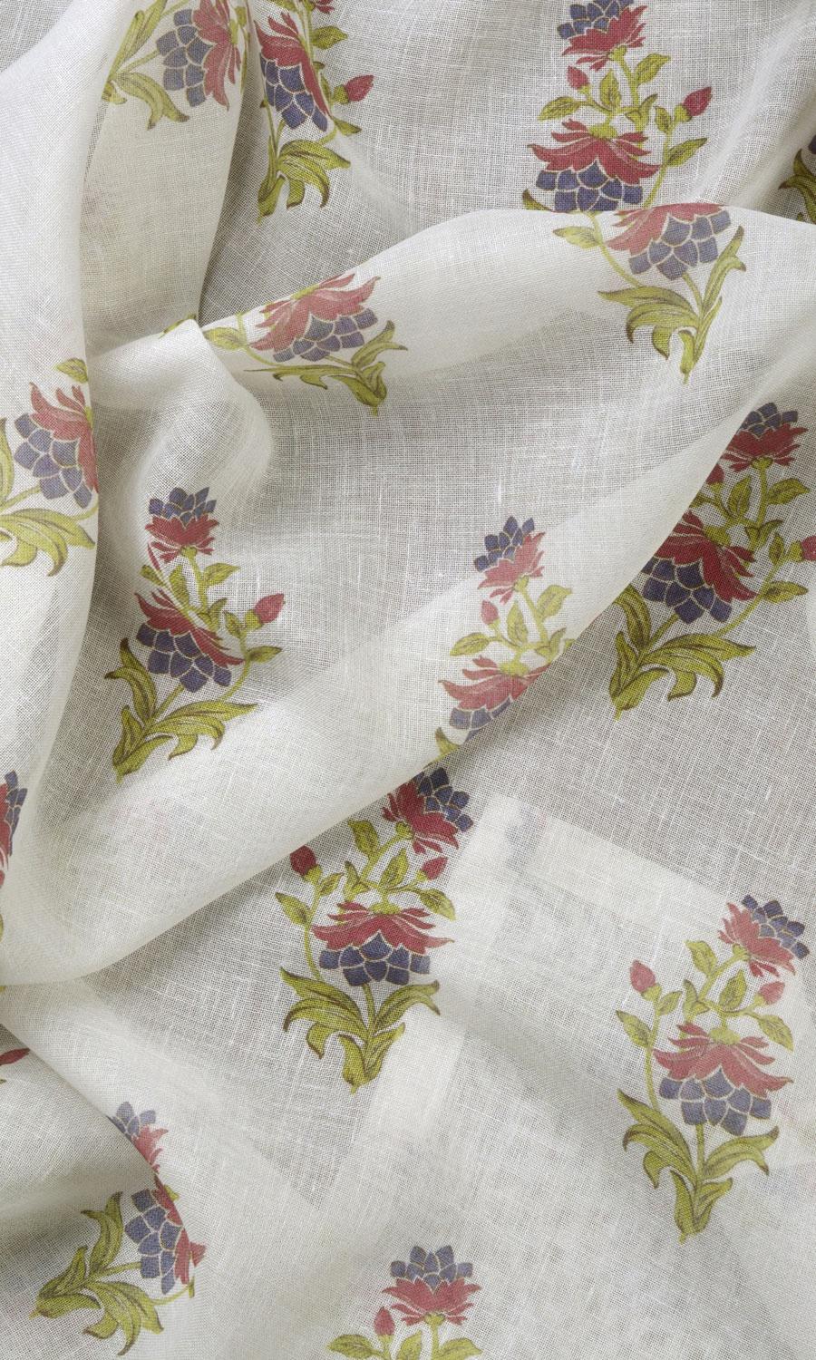 Sheer Floral Any Size Style Roman Blinds (Cream/ Pink)