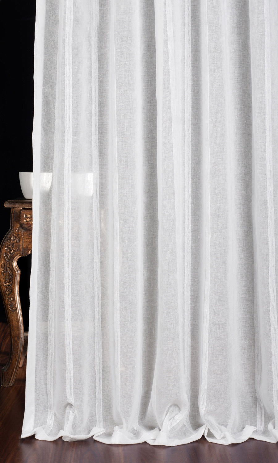 Woven Striped Sheer Window Treatments Fabric By the Metre (White)