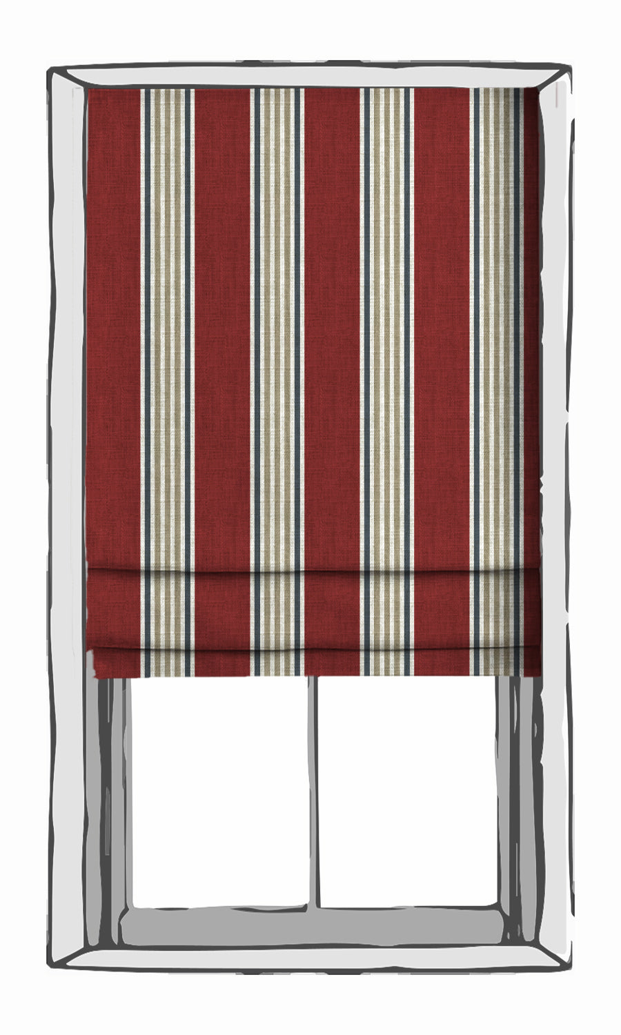 Striped Window Treatments Fabric Sample (Deep Red/ Beige)