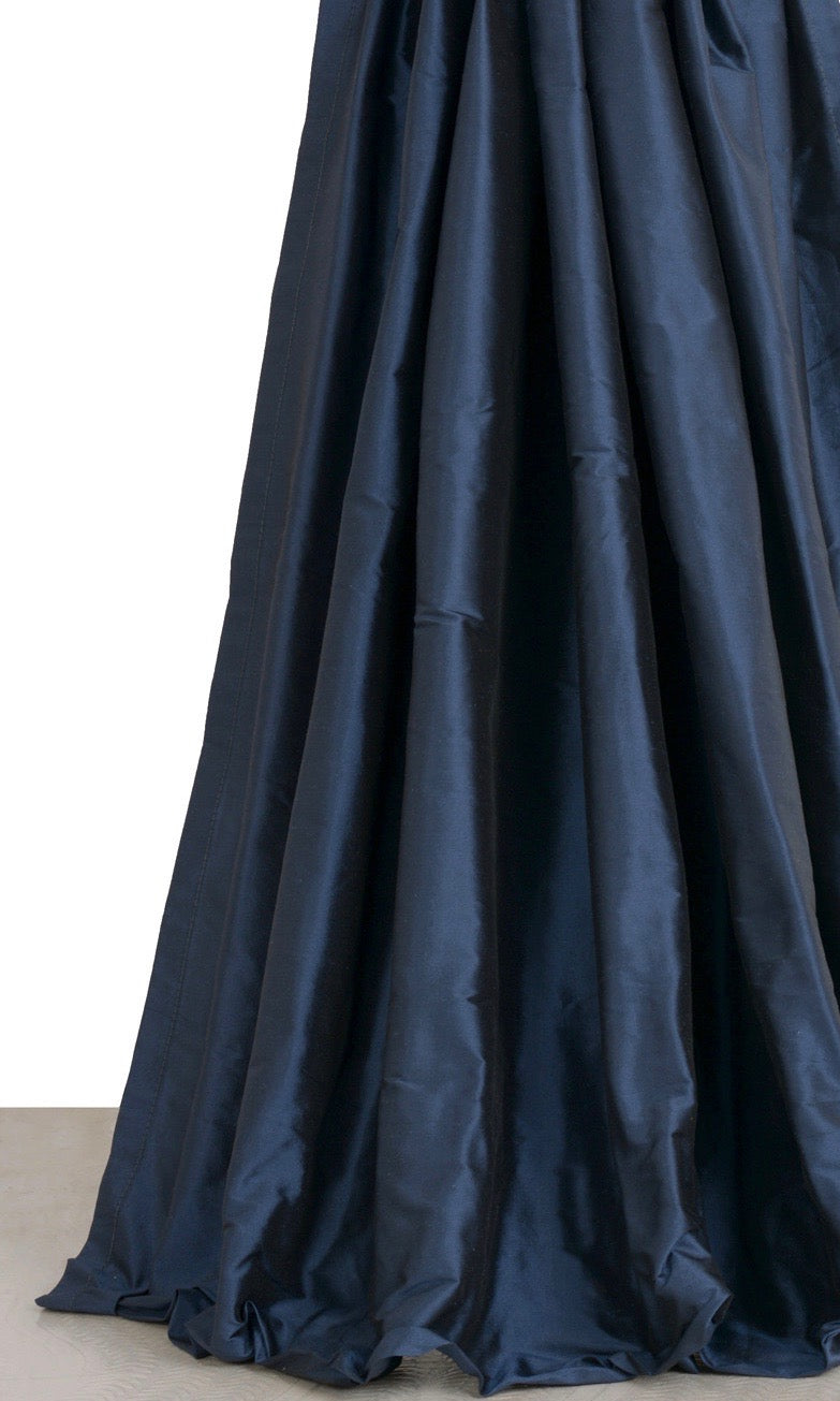 Shantung Silk Window Treatments Fabric Sample (Midnight Blue/ Navy)