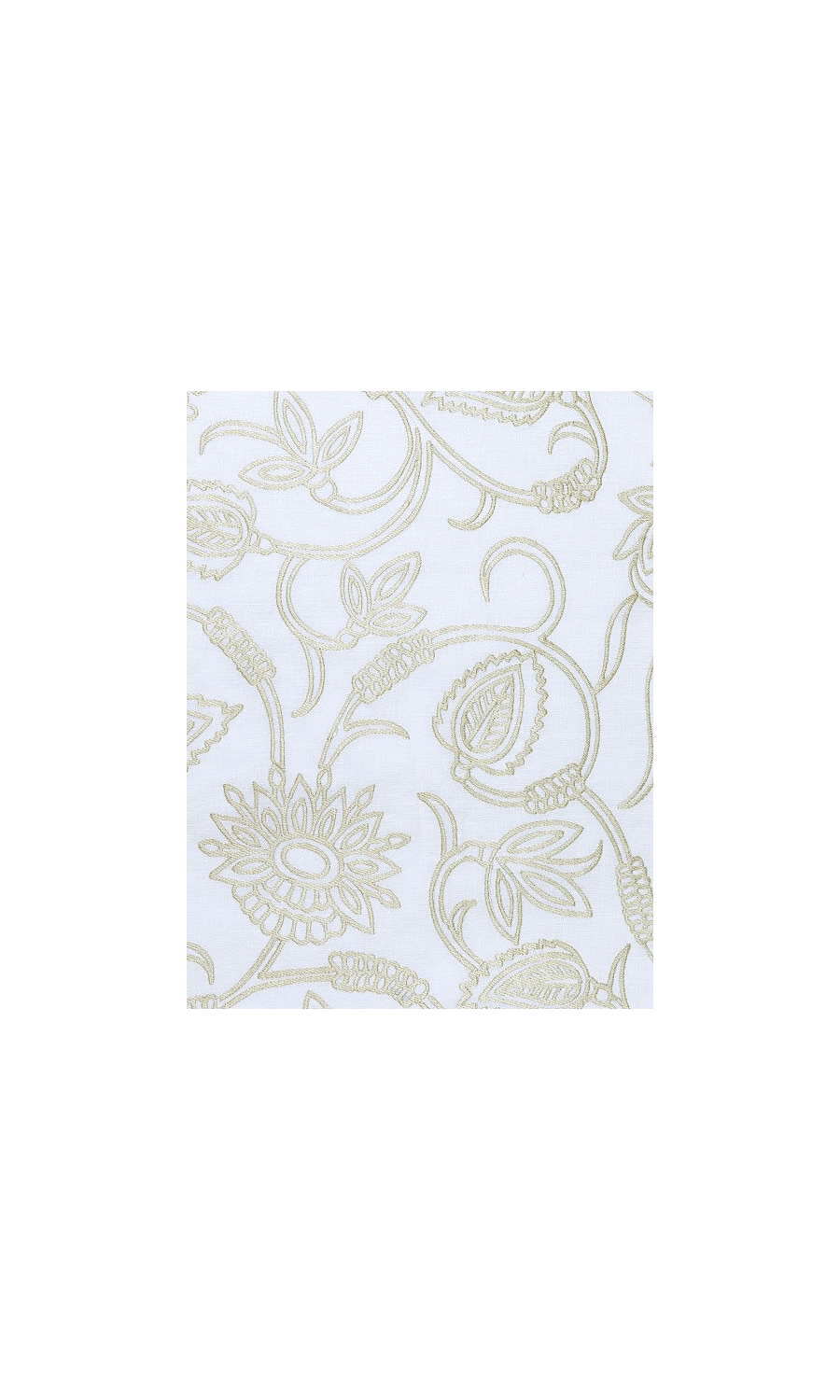Floral Embroidered Linen Window Treatments Fabric By the Metre (White/ Ivory)
