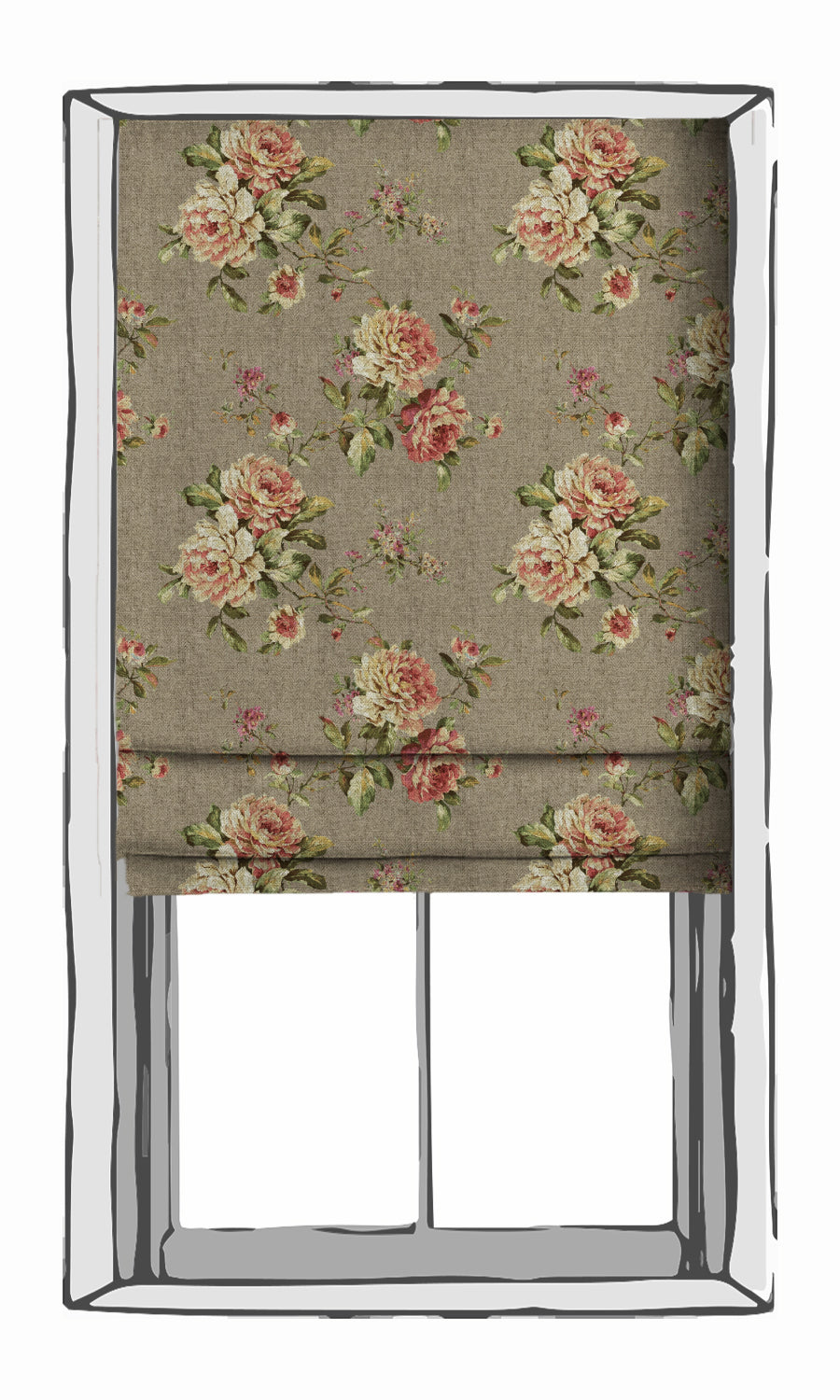 Floral Country Blinds (Grey/ Green/ Pink) for Living, Bedroom, Kitchen, Bathroom
