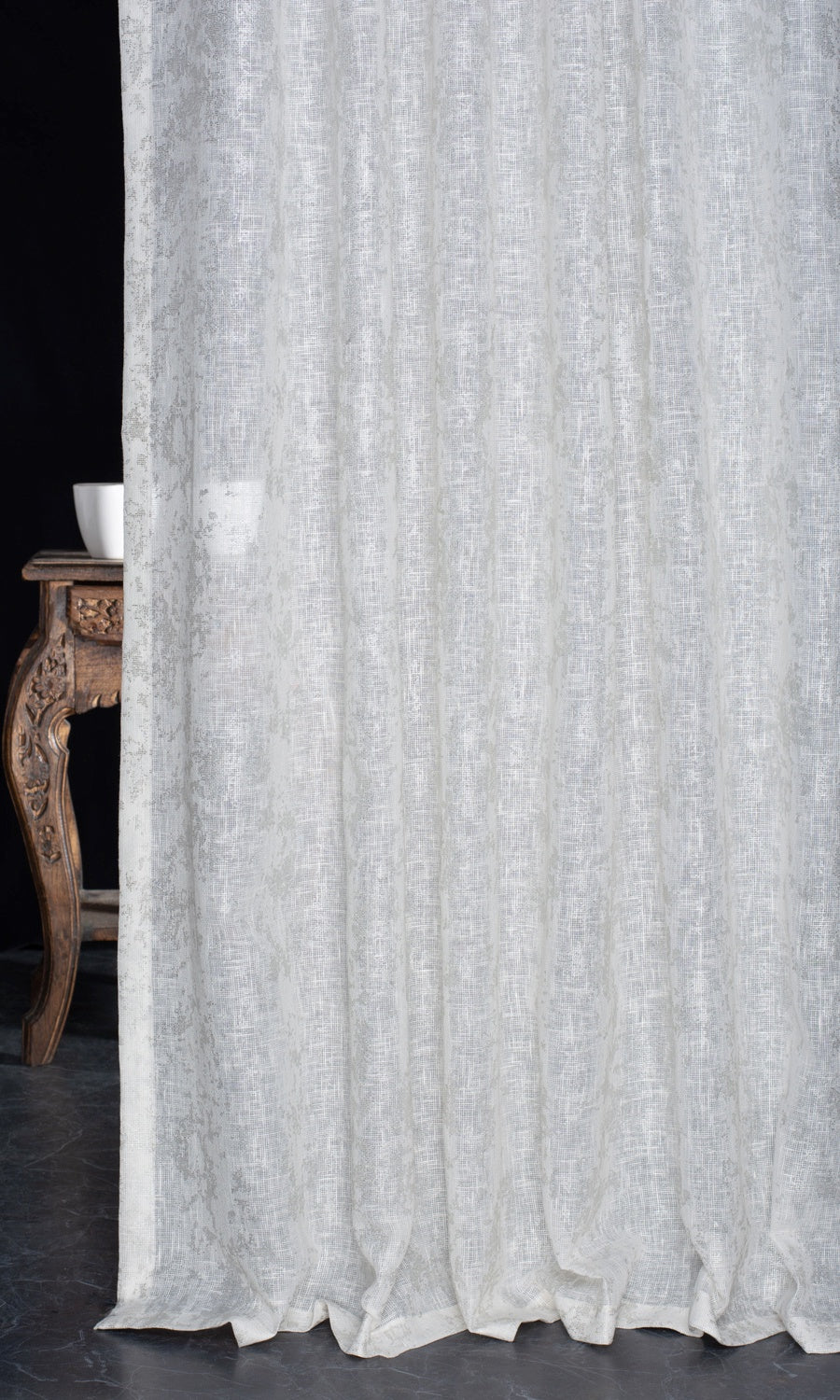 Metallic Accented Fabric Material By the Metre (White/ Silver)