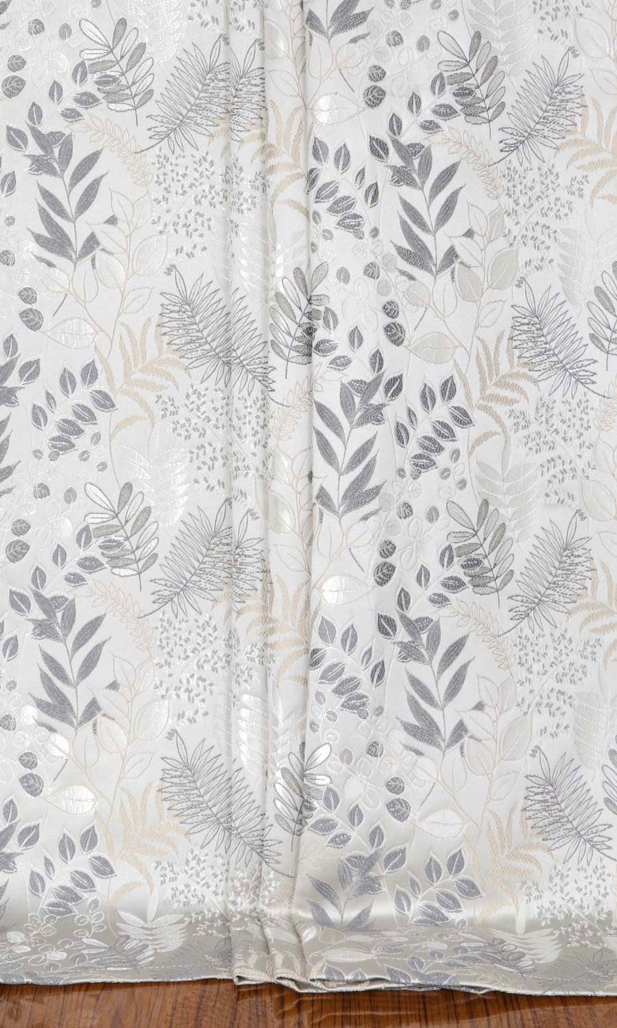 Botanical Roman Shades (Pale Grey/ Warm White) for Living, Bedroom, Kitchen, Bathroom