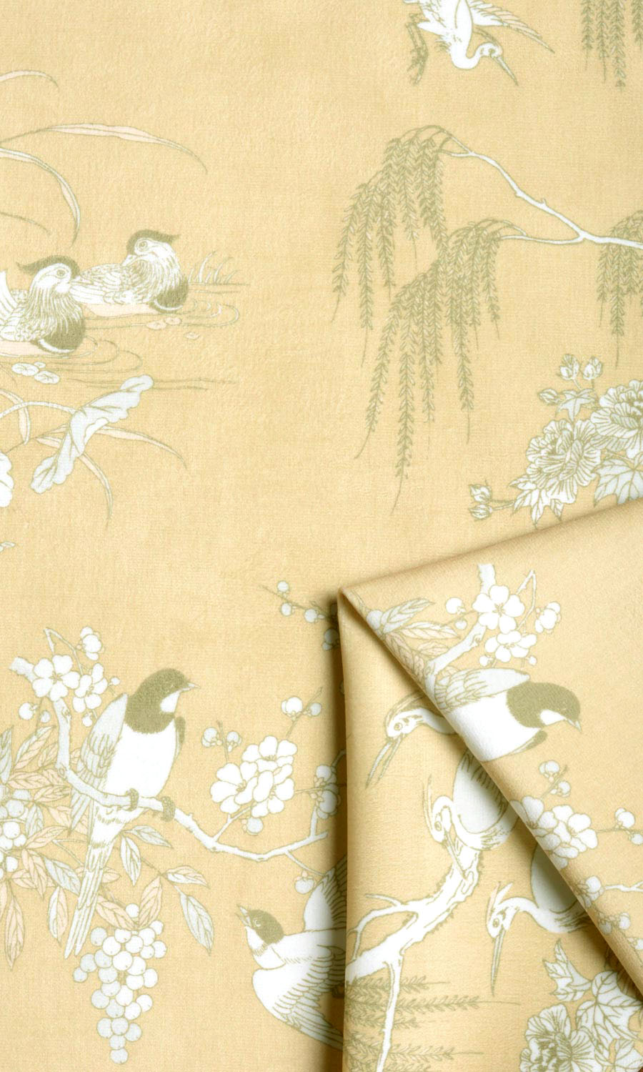 Chinoiserie Toile Velvet Blinds (Yellow) Extra Long Short Wide