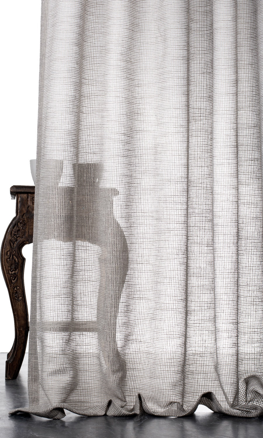 Checkered Sheer Fabric Blinds (Grey) for Living, Bedroom, Kitchen, Bathroom