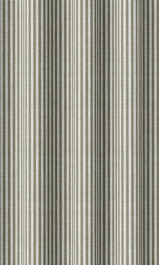 Striped Home Décor Fabric By the Metre (Olive Green/ White)