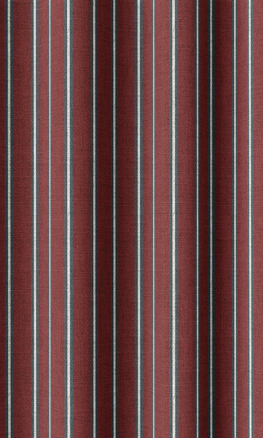 Modern Striped Home Décor Fabric By the Metre (Slate Grey/ Red)