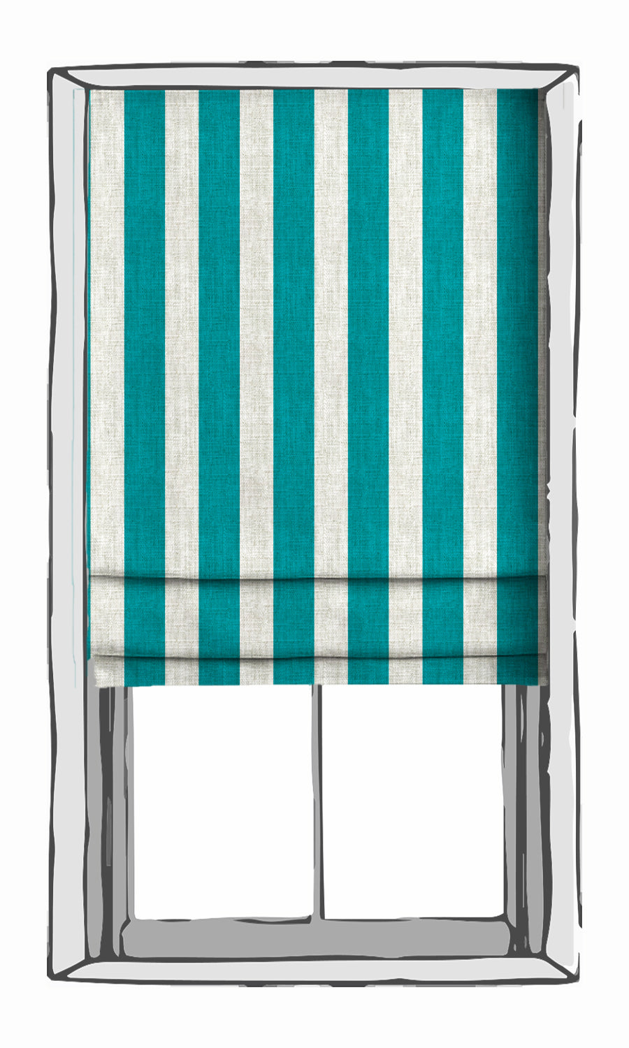 Striped Print Roman Shades (Pacific Blue) for Living, Bedroom, Kitchen, Bathroom