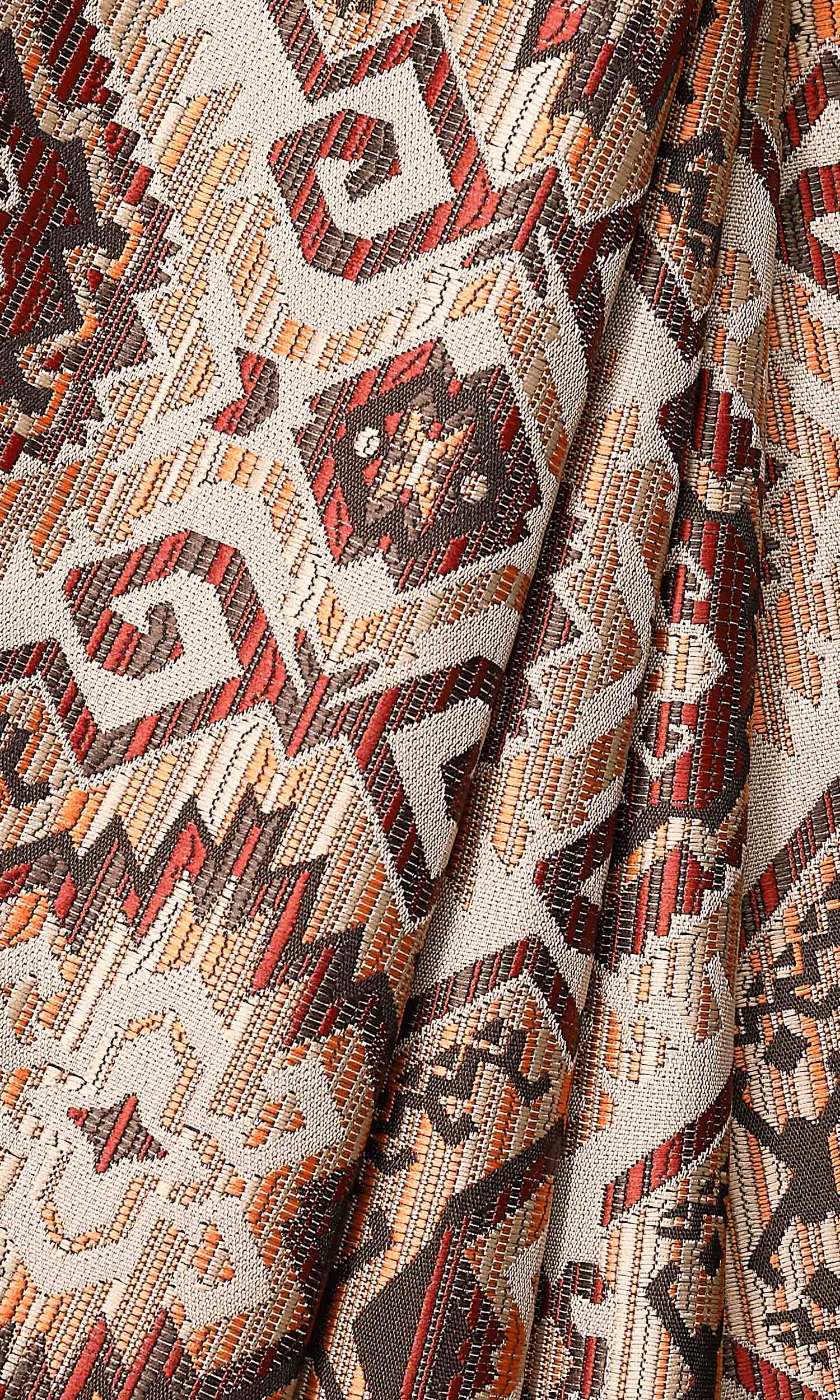 Aztec Print Window Treatments Fabric By the Metre (Burnt Brown/ Red/ Yellow)