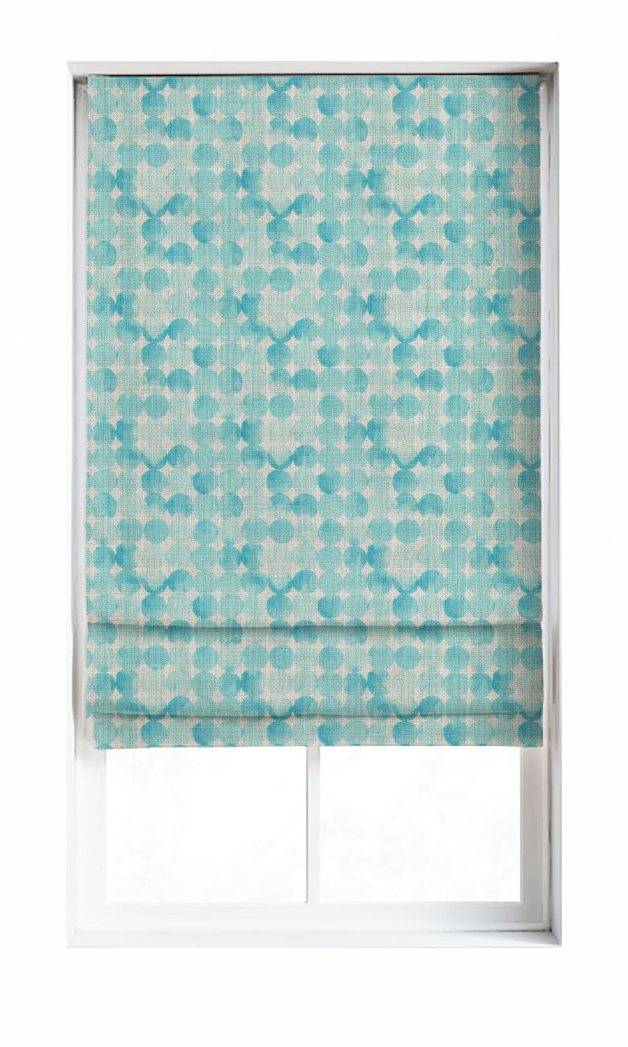 Polka Dots Window Treatments Fabric By the Metre (White/ Turquoise)