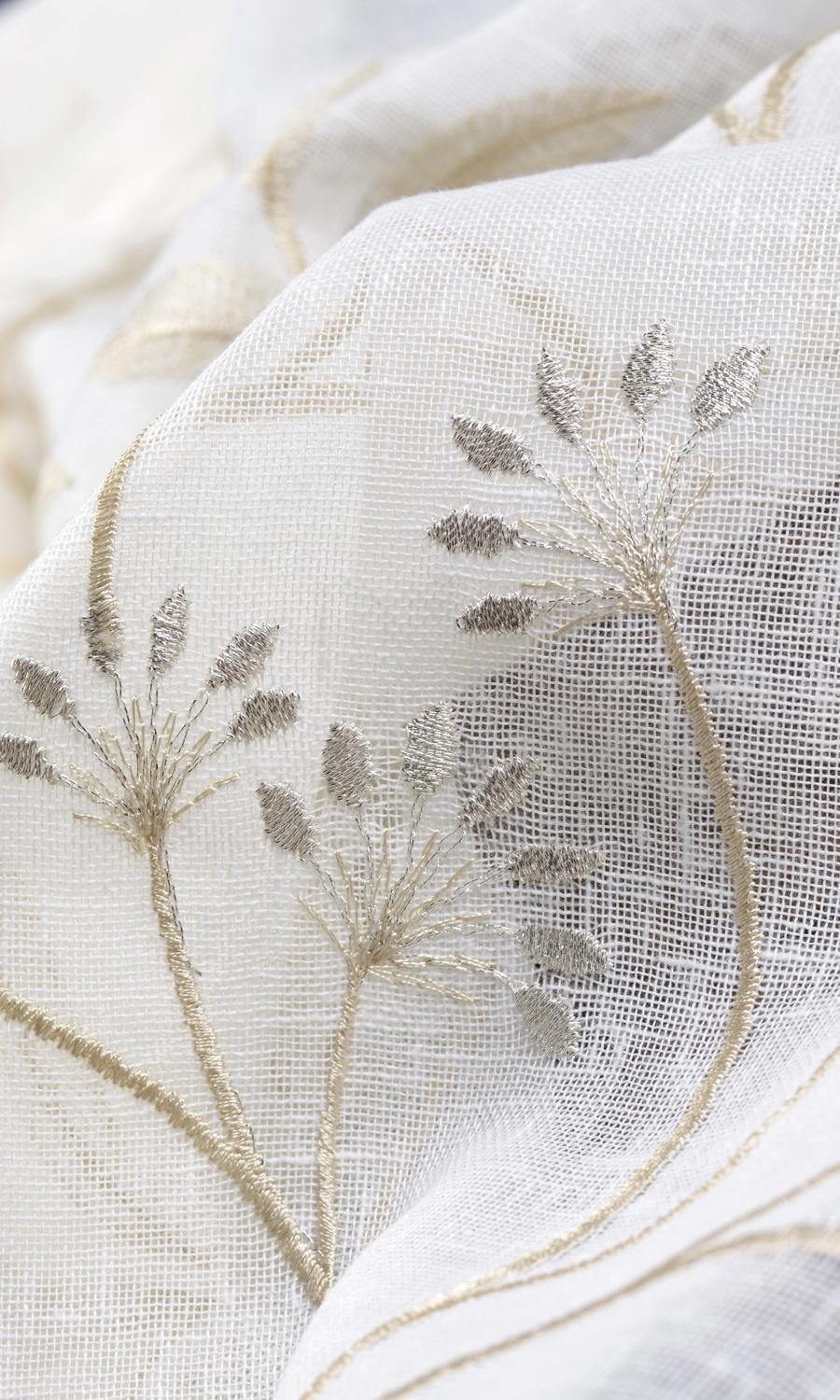 Sheer Floral Embroidered Made-to-Measure Roman Blinds (White/ Beige)