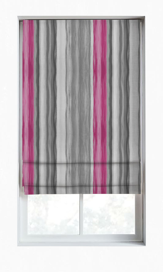 Dimout Striped Home Décor Fabric Sample (Grey/ Carnation Pink)
