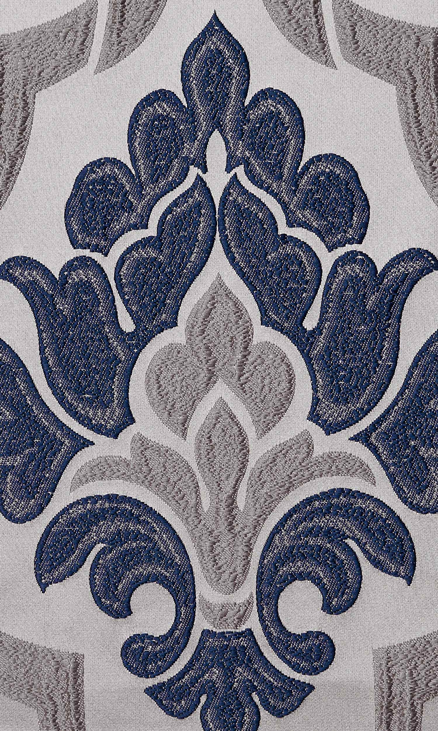 Damask Flat, Plain, Fake, Faux, European Relaxed Roman Blinds (Navy Blue/ Grey)