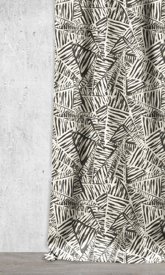 Printed Home Décor Fabric Sample (Black/ Milky White)