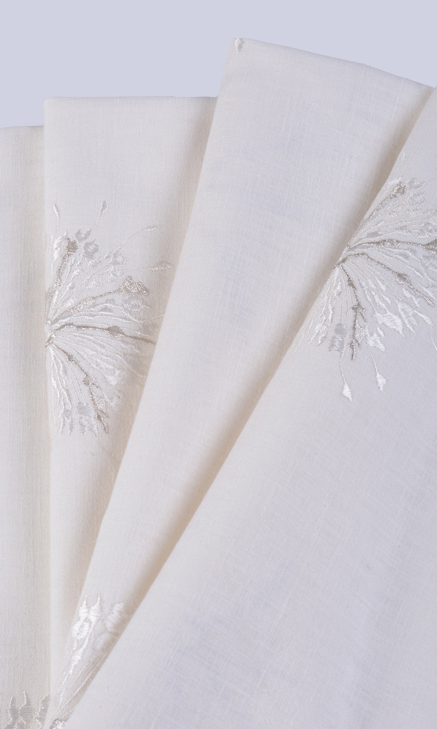 Sunburst Embroidered Any Size Style Roman Blinds (White/ Pale Gray)