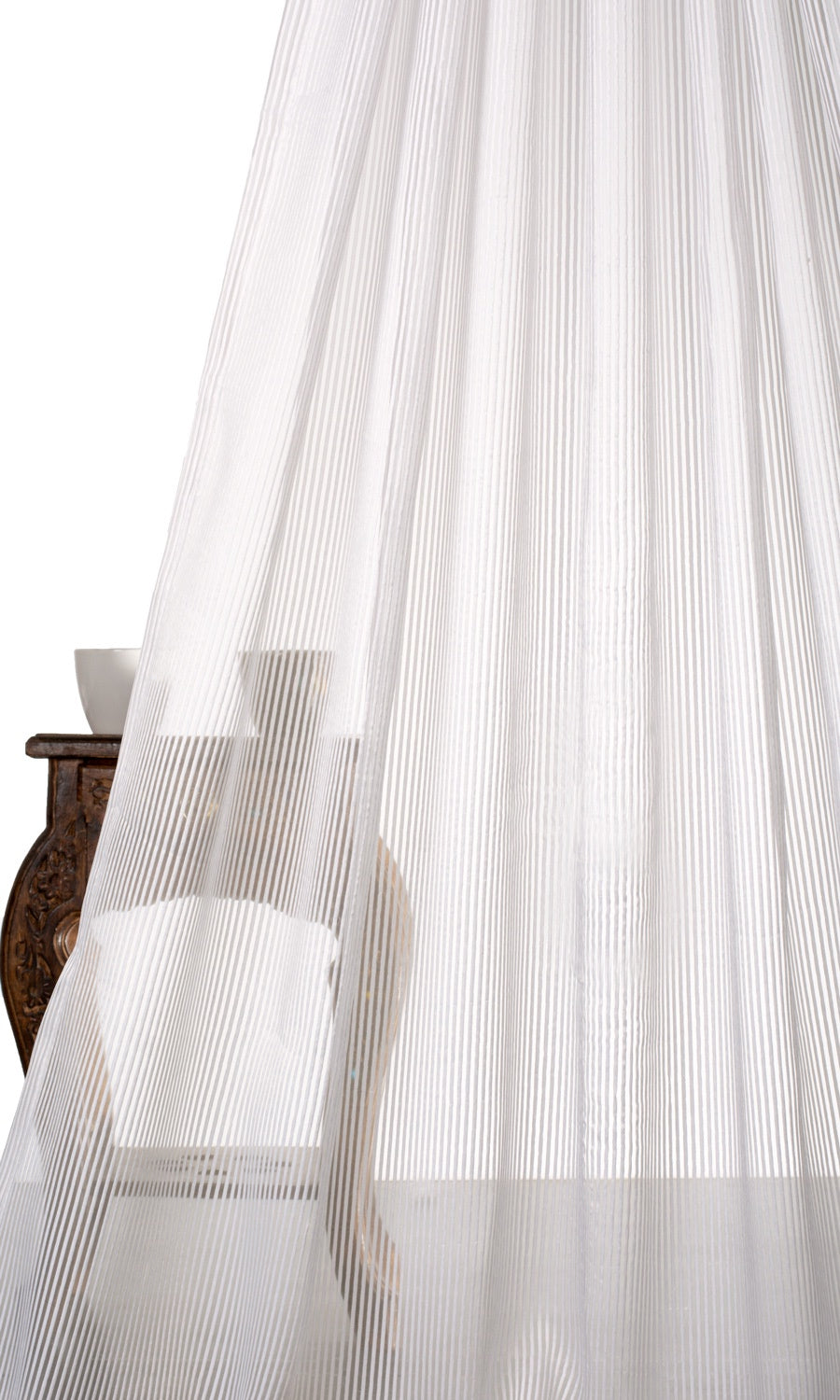 Striped Sheer Window Treatments Fabric By the Metre (White)
