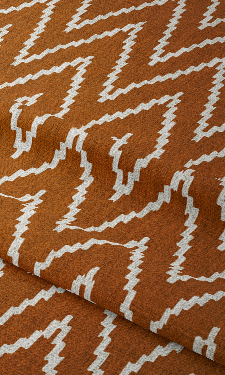 Chevron Print Window Treatments Fabric Sample (Orange/ White)