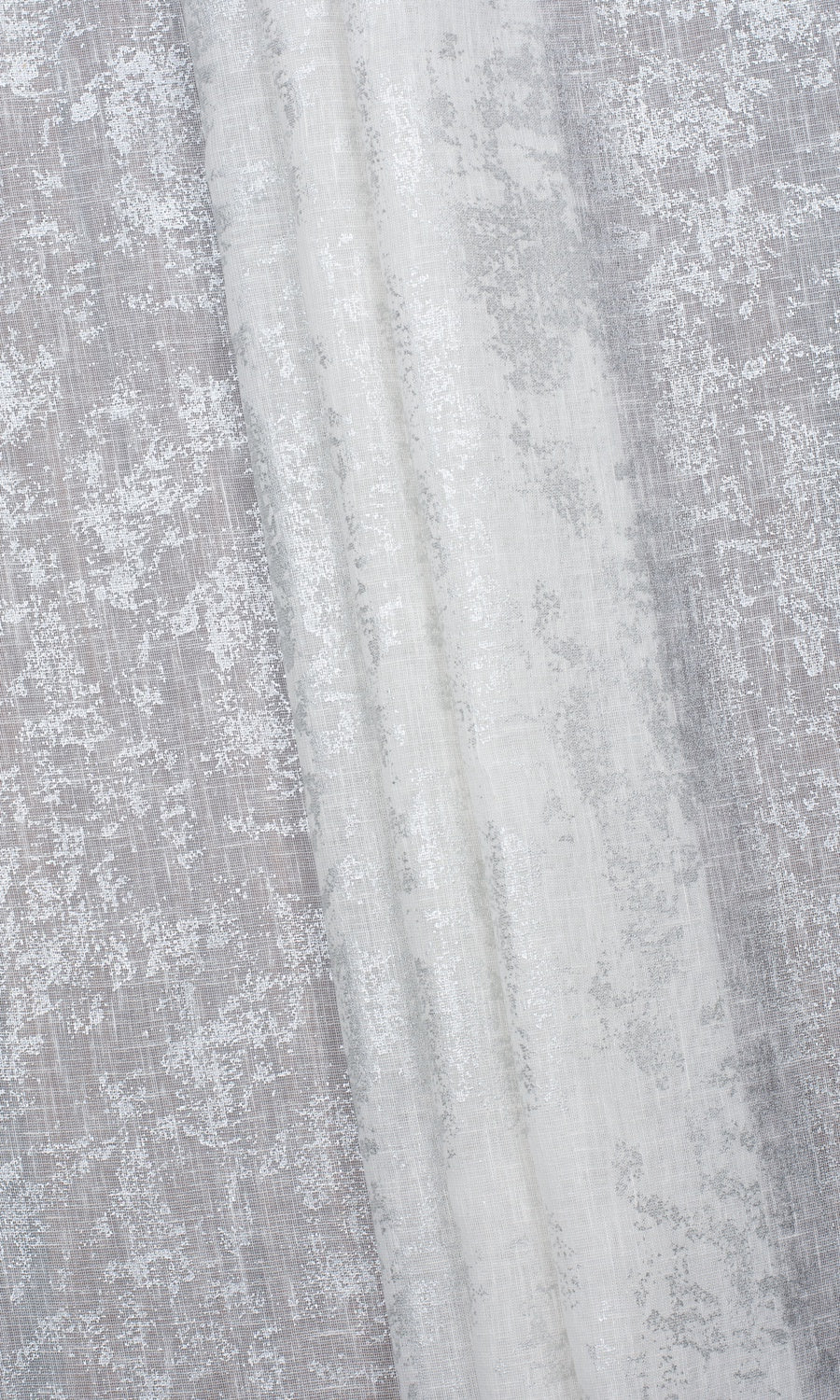 Textured Semi-Sheer Window Treatments Fabric By the Metre (White/ Silver)