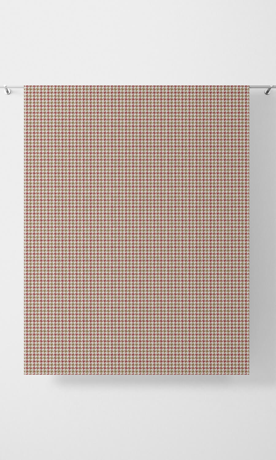 Houndstooth Patterned Fabric Material By the Metre (Red & Brown)