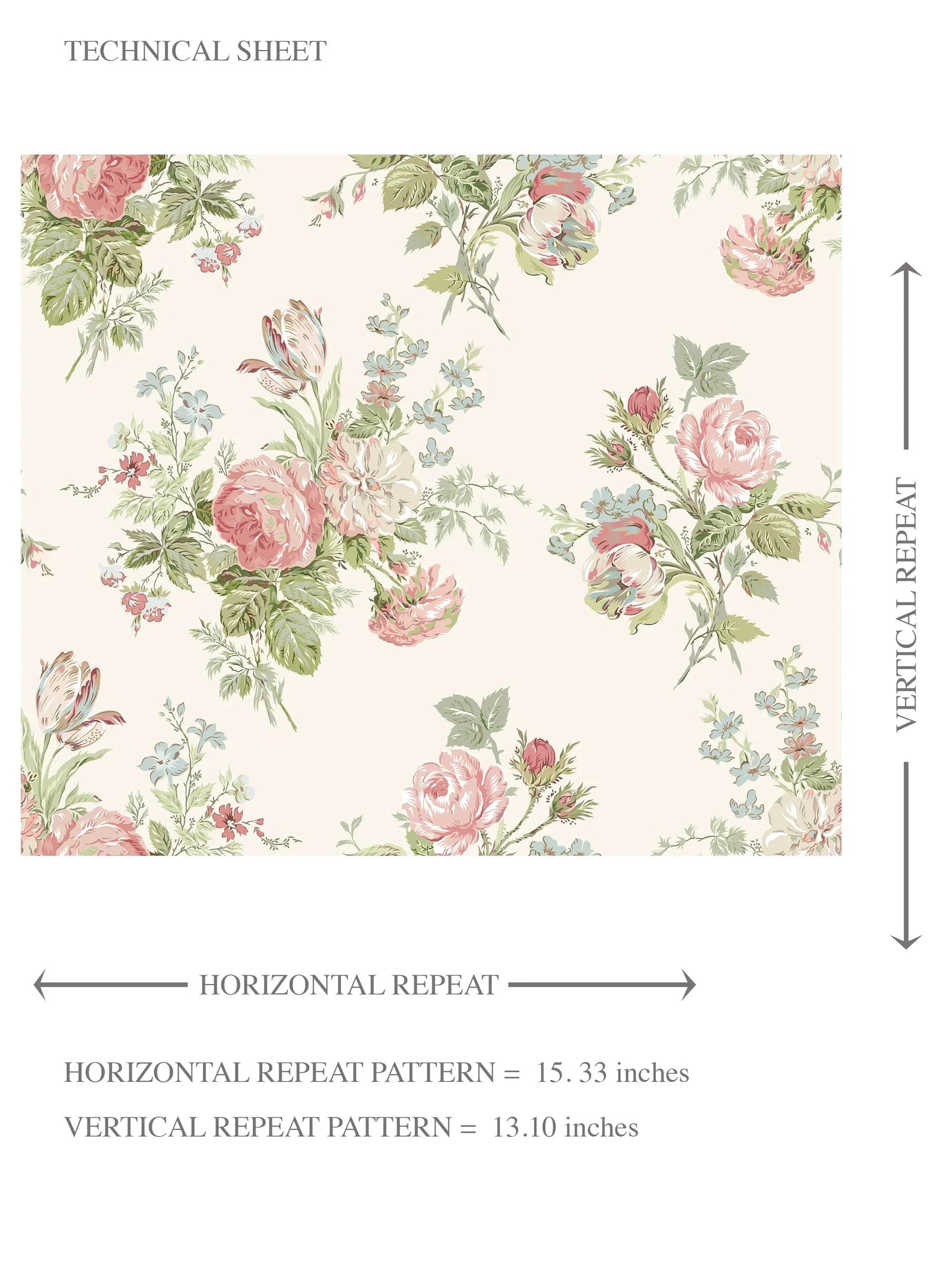 Patterned Floral Block Print Kids Room Wallpaper (Cream/ Soft Pink/ Green/ Blue)