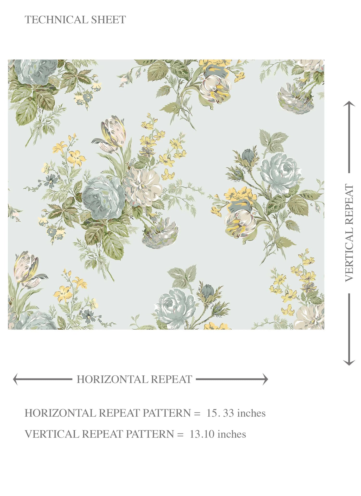 Patterned Floral Block Print Kids Room Wallpaper (Blue/ Green/ Yellow)