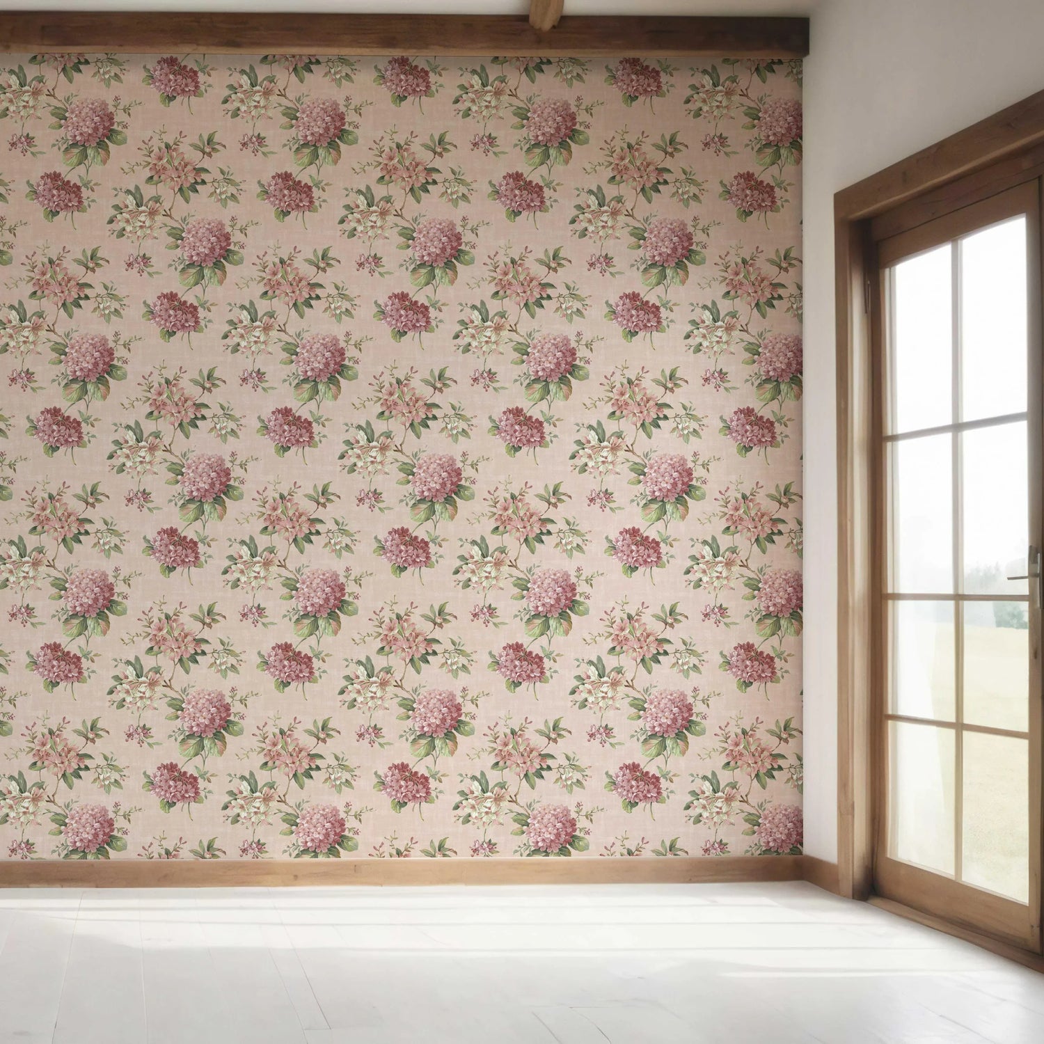 Modern Floral Block Print Bedroom Wallpaper (Pink/ Green)