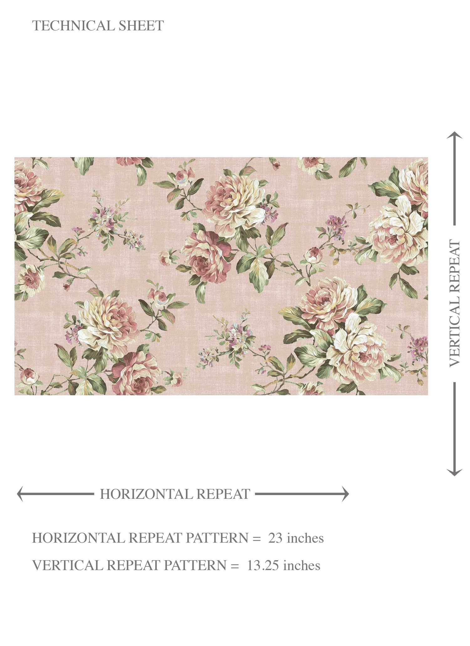 English Floral Patterned Kids Room Wallpaper (Dusty Rose Pink/ Green)
