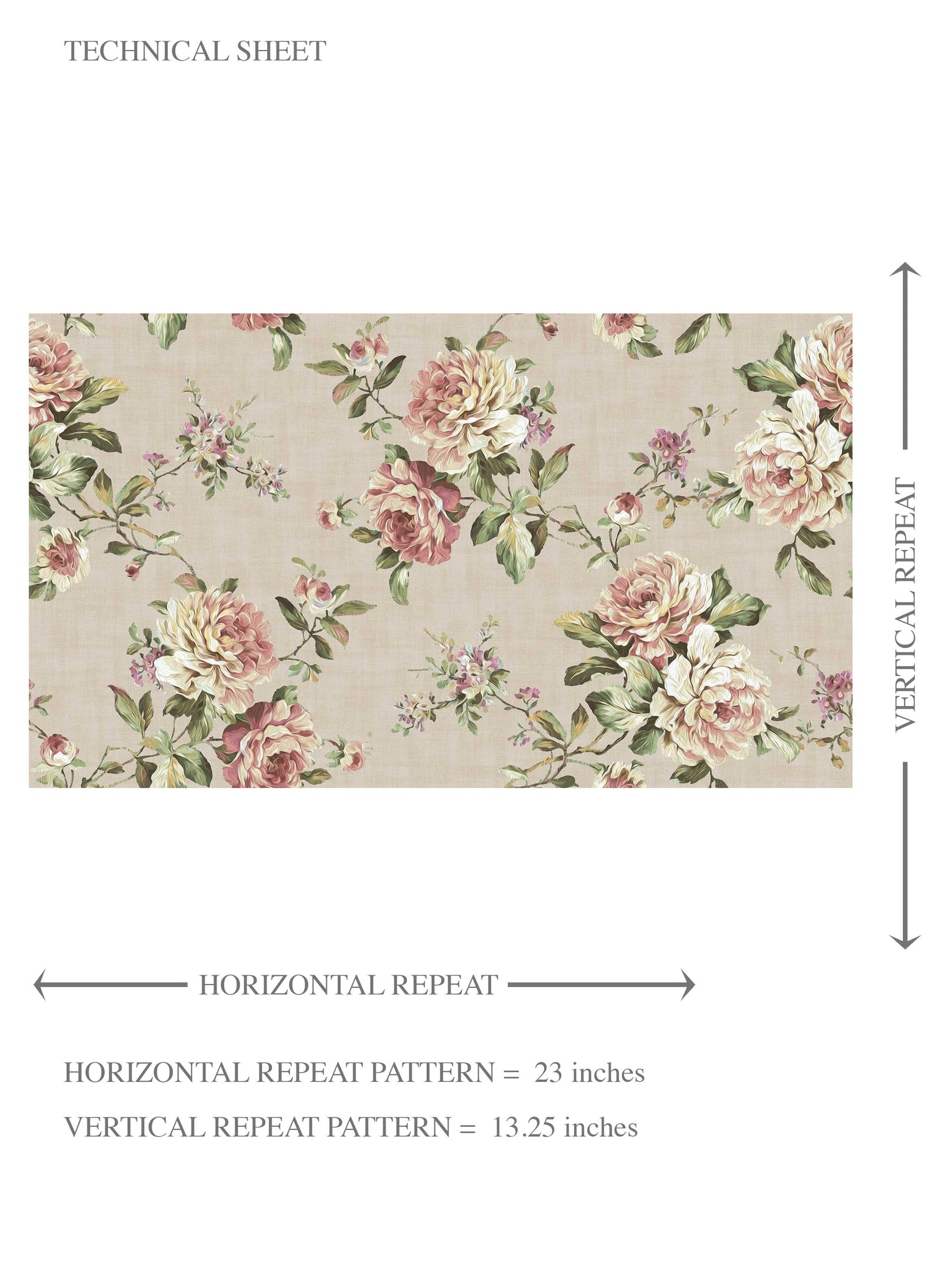 English Floral Patterned Kids Room Wallpaper (Beige/ Warm Grey/ Pink/ Green)