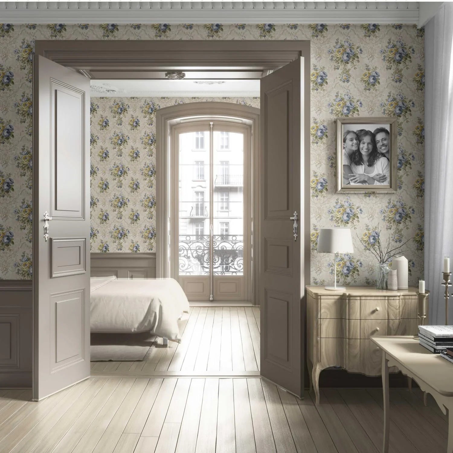 Floral Damask Patterned Living Room Wallpaper (Beige/ Blue/ Yellow/ Green/ Taupe)