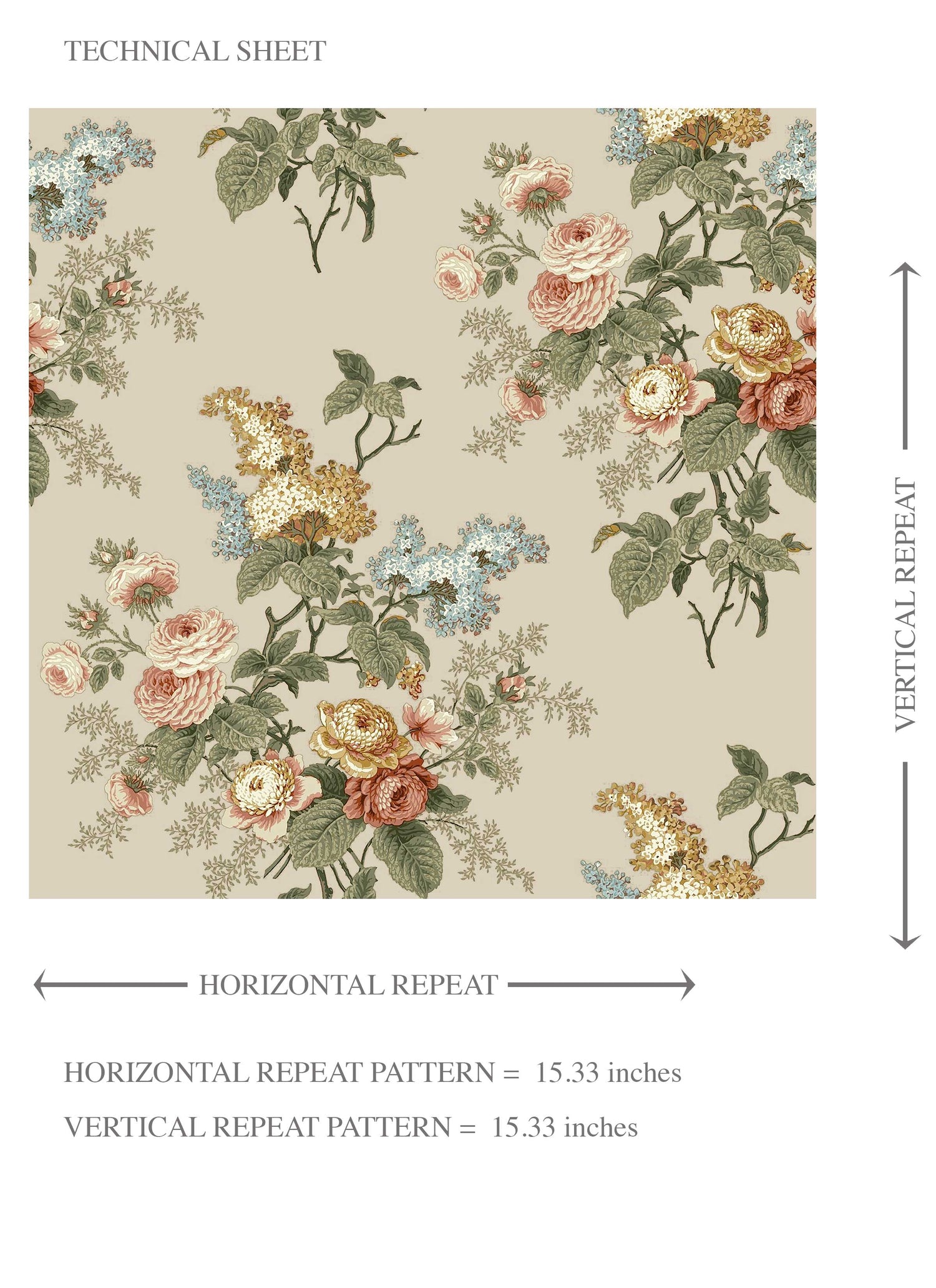 English Floral Print Kids Room Wallpaper (Beige/ Green/ Orange/ Yellow)