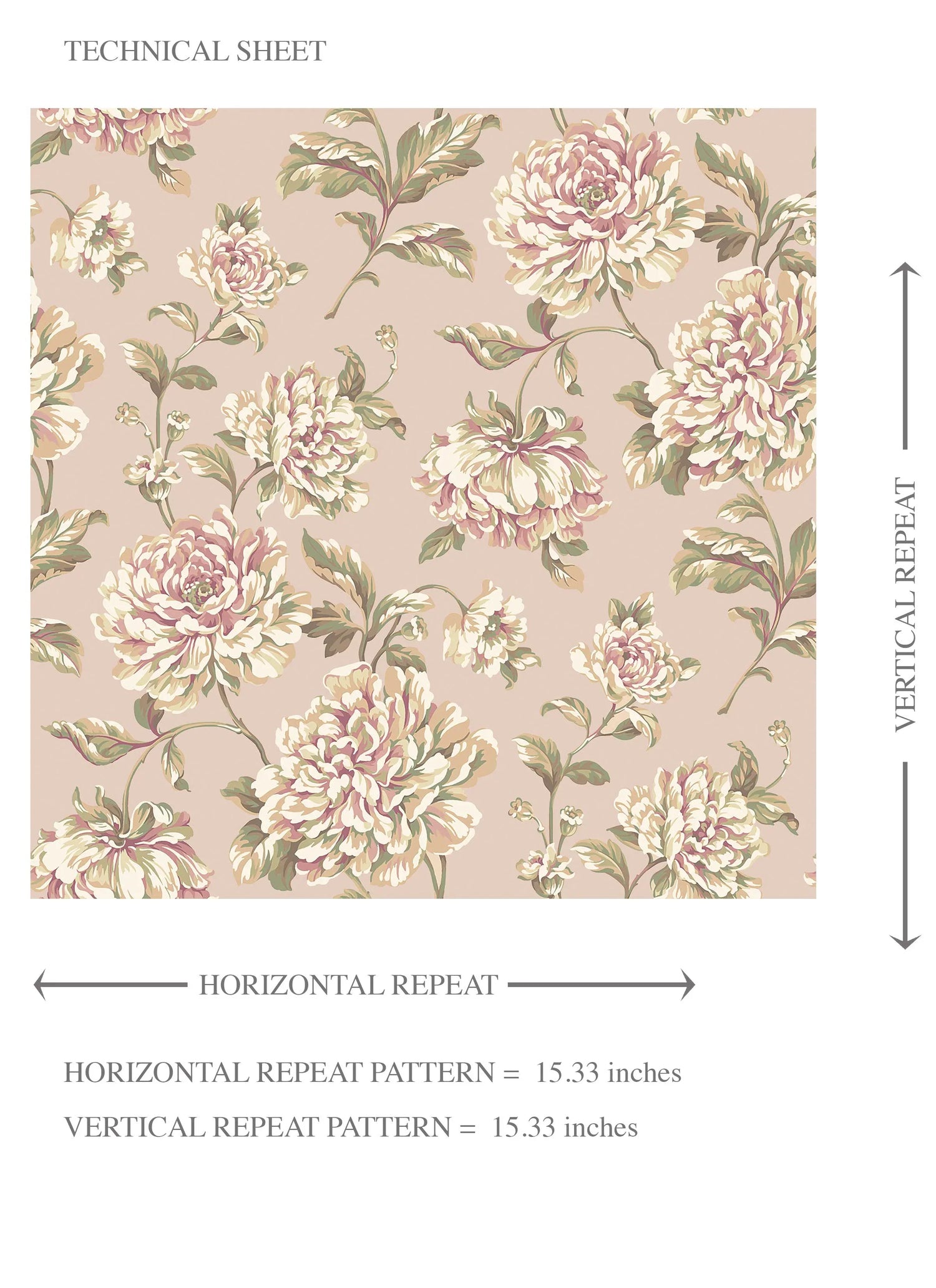Chinoiserie/ English Floral Kids Room Wallpaper (Light Pink/ Peach/ Cream/ Green)