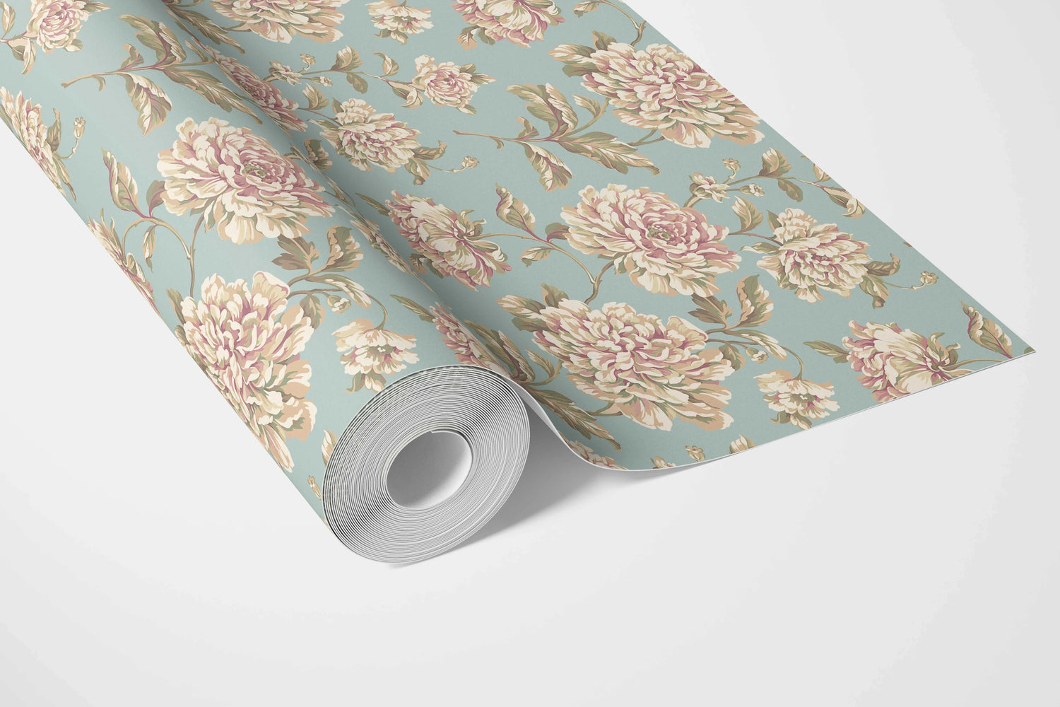 Chinoiserie/ English Floral Bathroom Wallpaper (Blue/ Cream/ Beige/ Pink/ Green)