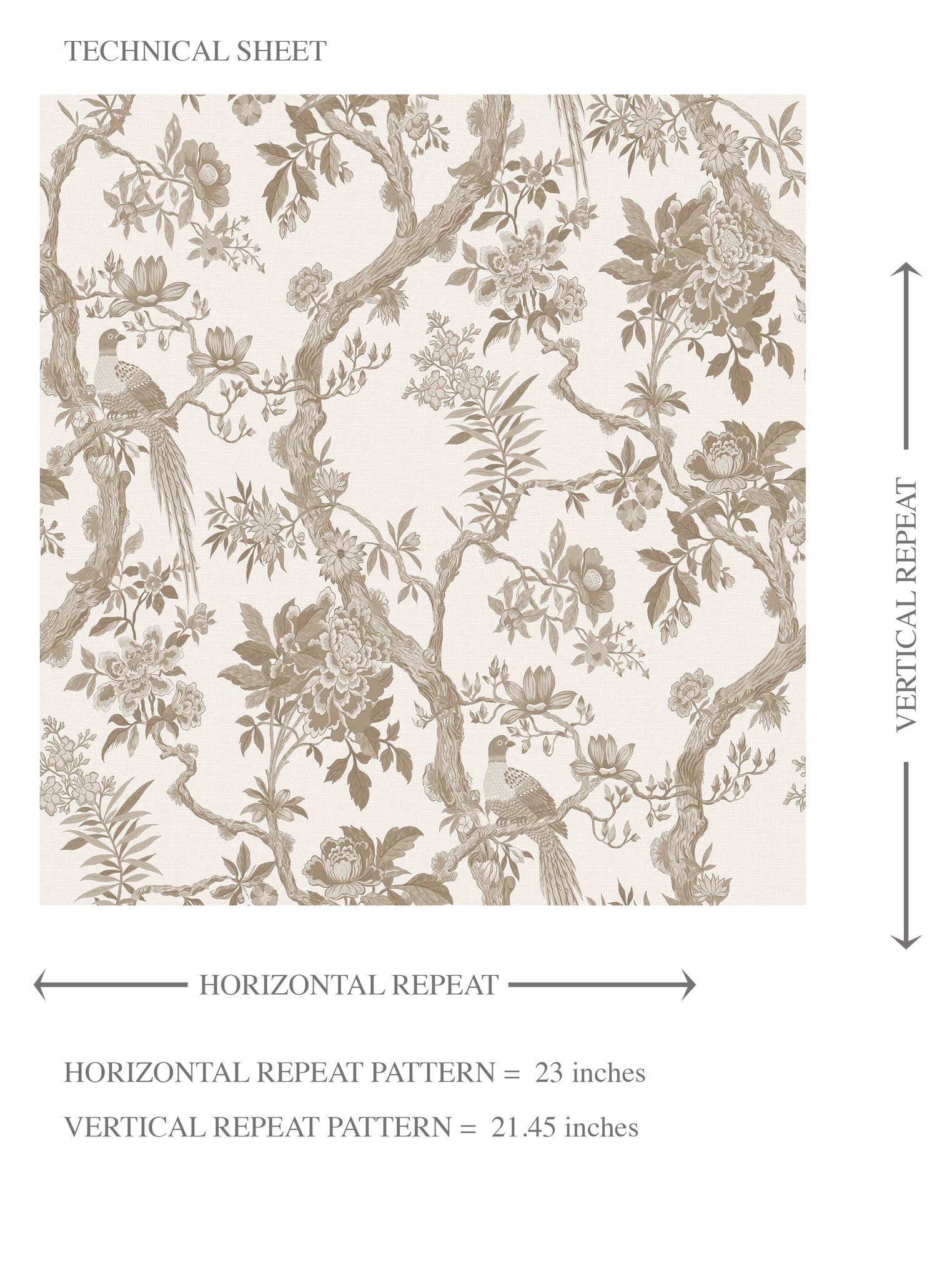 Floral Toile/ Bird Print Chinoiserie Kids Room Wallpaper (Beige/ Taupe/ Brown)