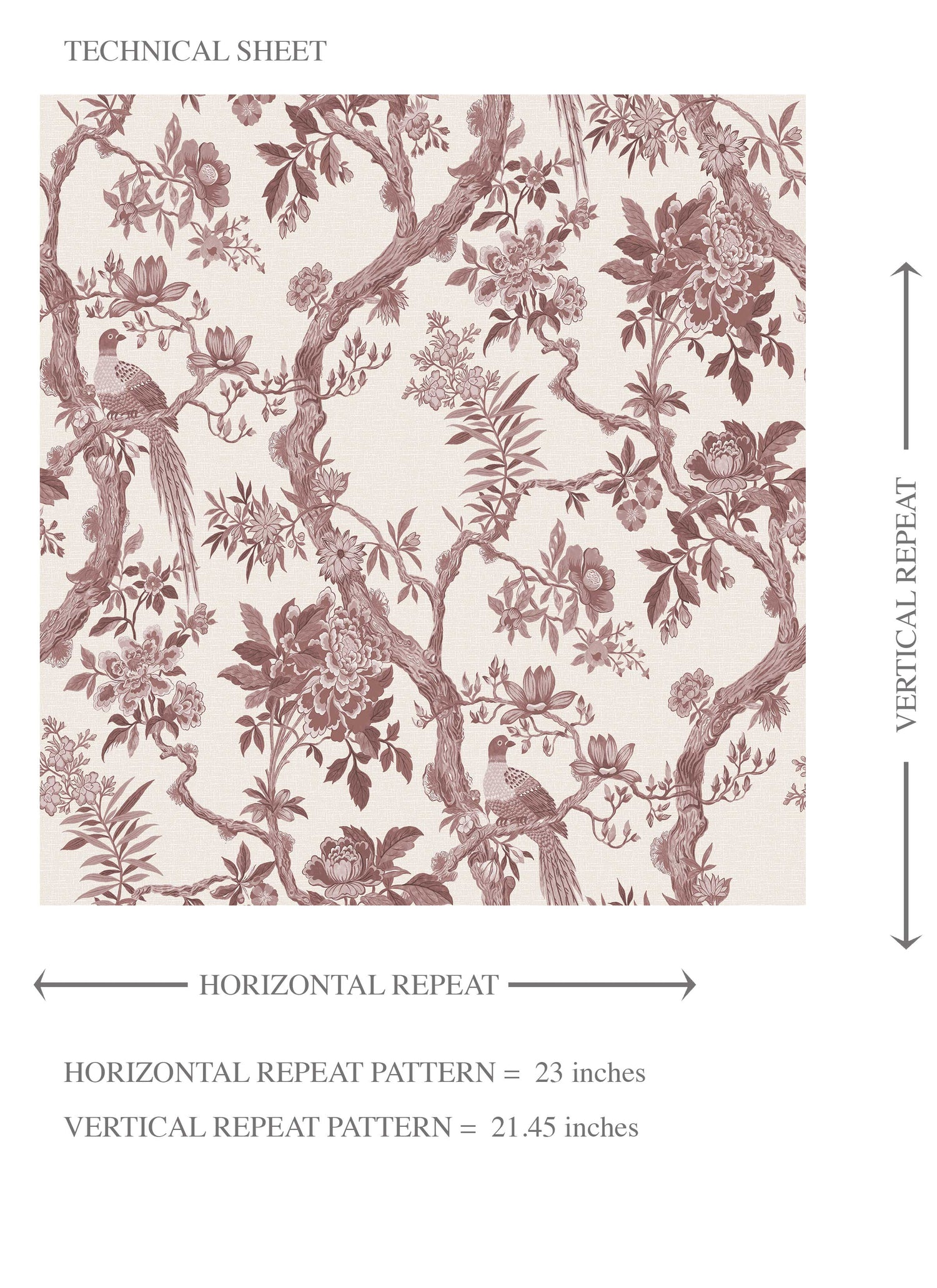 Floral Toile/ Bird Print Chinoiserie Kids Room Wallpaper (Brick Red/ Burgundy)