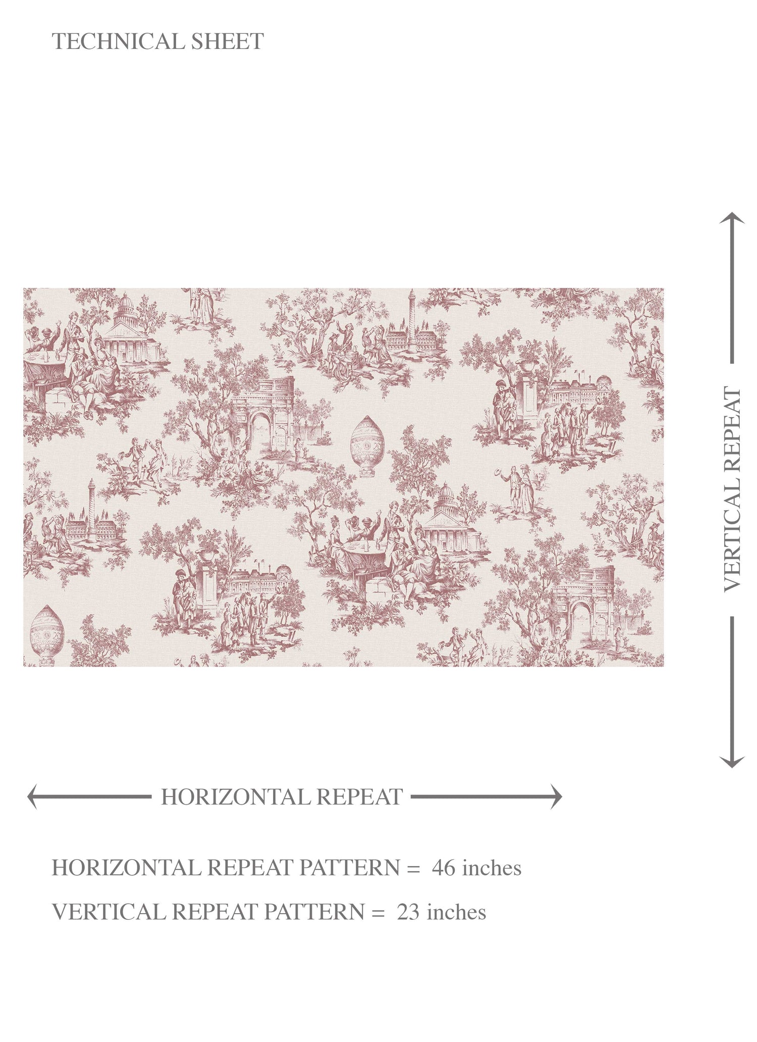 Toile de Jouy/ Nature Print Kids Room Wallpaper (Pink/ Off-White)