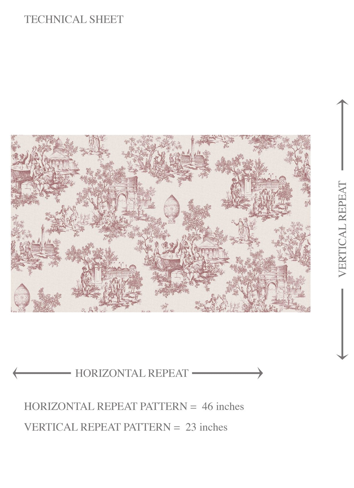 Toile de Jouy/ Nature Print Kids Room Wallpaper (Pink/ Off-White)